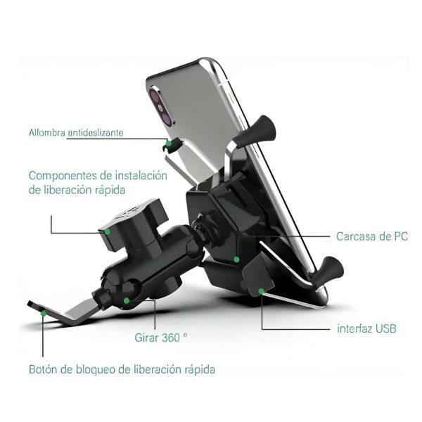 SOPORTE CARGADOR DE CELULAR PARA MOTO