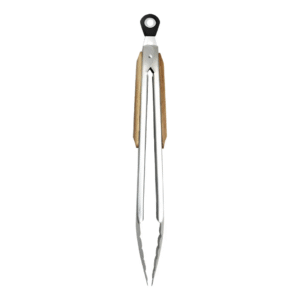 PINZA DE ACERO INOXIDABLE CON MANGO MADERA GRANDE